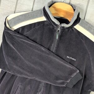 VTG Blassport By Bill Blass Jacket Men's Size L Sweater Velour Black Zip Up Y2K